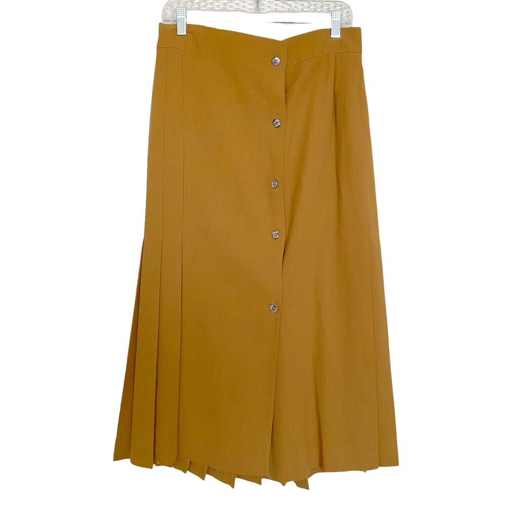 Vintage Nicole Farhi Stephen Marks Marigold Yellow Pleated Midi Skirt